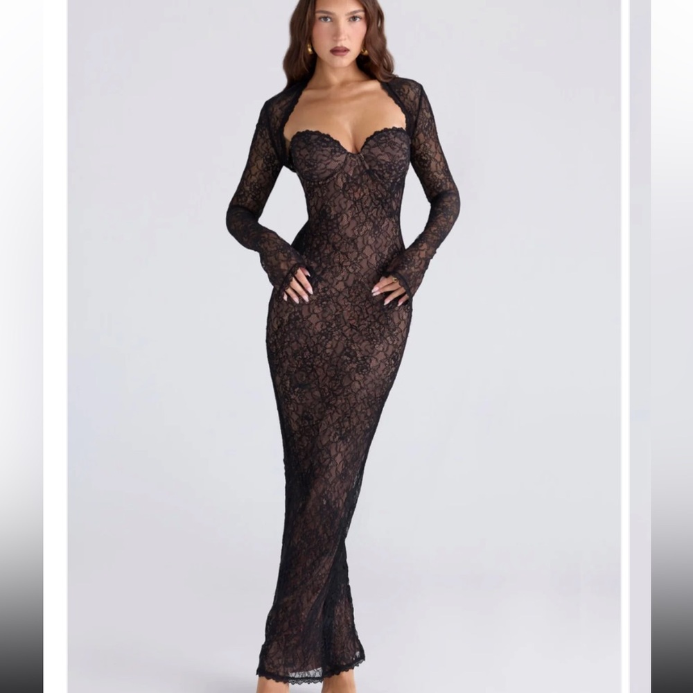 Chic Black Lace Long Sleeve Vesper Dress
